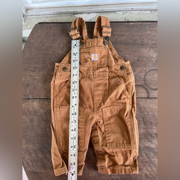 Carhartt Toddler Canvas Double Knee Bib OVERALLS Carhartt Brown Sz 6 mos EUC - Picture 8 of 8